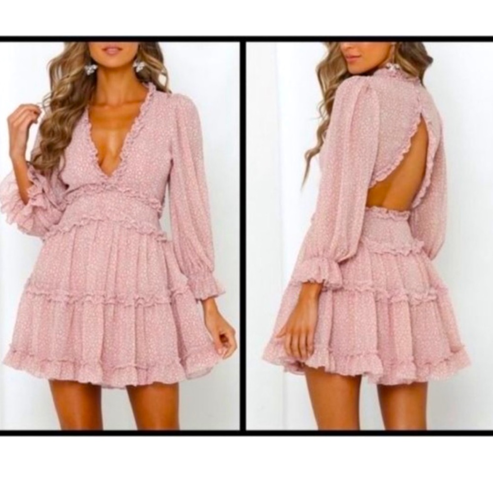 NWT Saints + Secrets Pink Ruffle Mini Dress